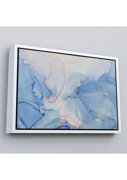 Çerçeveli Mürekkep ve Alkol Elementleri Ile Mermer Deseni Verilmiş Kanvas TABLO-5044 fırsatları