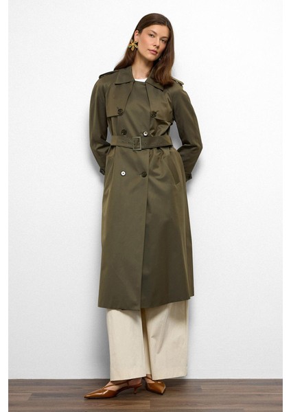 Apolet ve Pelerin Detaylı Reglan Kol Su Itici Özellikli Trençkot A.haki 6766 fiyatları