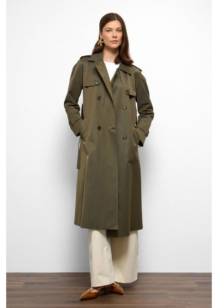 Apolet ve Pelerin Detaylı Reglan Kol Su Itici Özellikli Trençkot A.haki 6766 modelleri