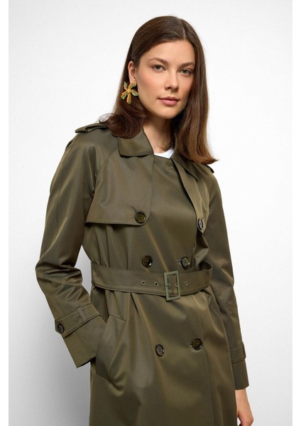 Apolet ve Pelerin Detaylı Reglan Kol Su Itici Özellikli Trençkot A.haki 6766 fırsatları