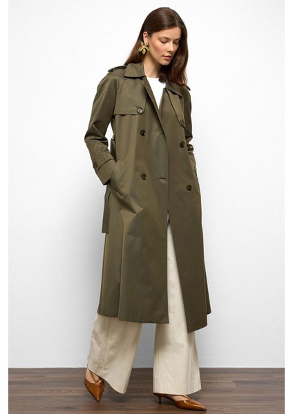 Apolet ve Pelerin Detaylı Reglan Kol Su Itici Özellikli Trençkot A.haki 6766 indirimleri