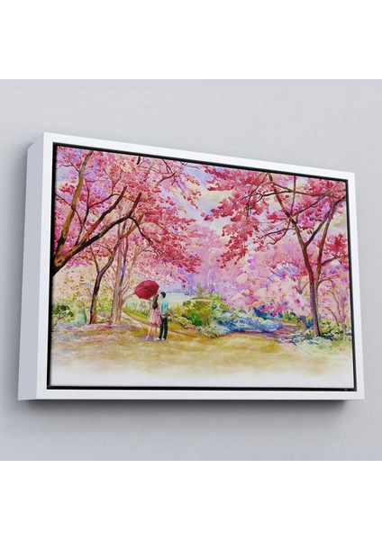 Çerçeveli Sakura Ağacının Altındaki Sevgililer Kanvas TABLO-5082 fırsatları