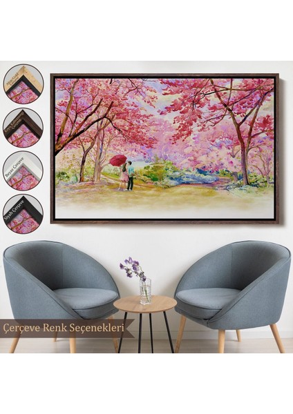 Çerçeveli Sakura Ağacının Altındaki Sevgililer Kanvas TABLO-5082