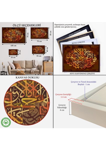 Çerçeveli O Halde Rabbinin Hangi Nimetini Yalanlıyorsun Yazılı Dekoratif Kanvas TABLO-3421 indirimleri