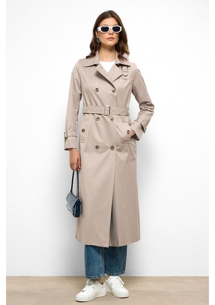 Kruvaze Gömlek Yaka Omuzu Kemer Aksesuarlı Su Itici Özellikli Trençkot Taş 6763 fiyatları