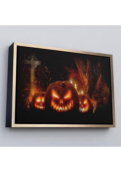 Çerçeveli Korkunç Oymalı Kabaklar Cadılar Bayramı Dekoru Dekoratif Duvar TABLOSU-5197 modelleri
