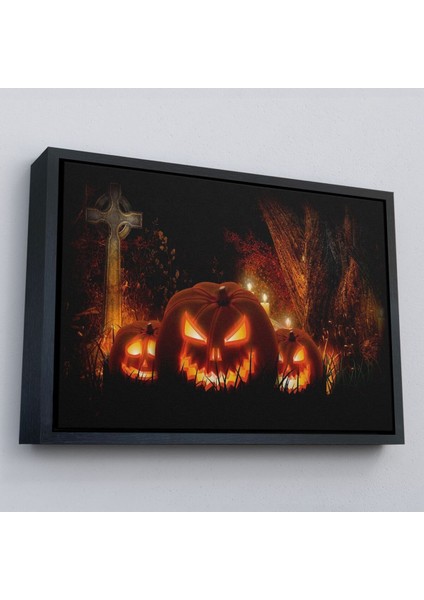 Çerçeveli Korkunç Oymalı Kabaklar Cadılar Bayramı Dekoru Dekoratif Duvar TABLOSU-5197 fırsatları