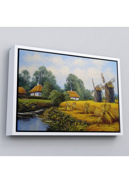 Çerçeveli Ukrayna Köy Evi Dekoratif Kanvas Duvar TABLOSU-3675 fırsatları
