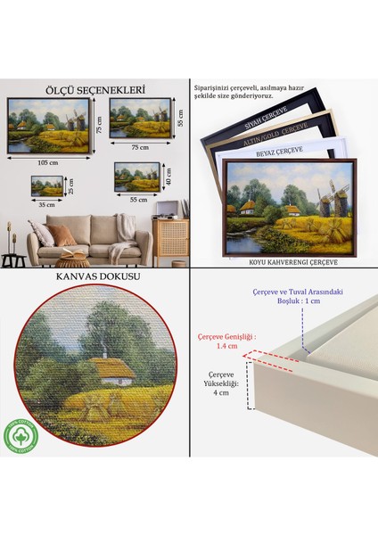 Çerçeveli Ukrayna Köy Evi Dekoratif Kanvas Duvar TABLOSU-3675 indirimleri