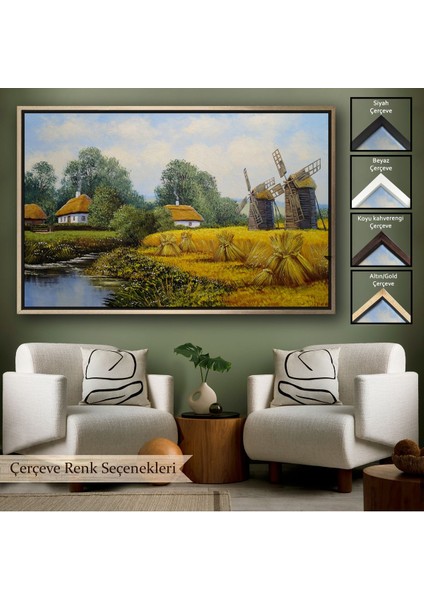 Çerçeveli Ukrayna Köy Evi Dekoratif Kanvas Duvar TABLOSU-3675