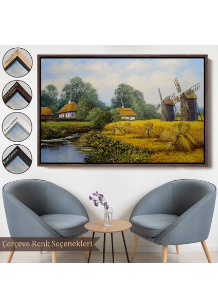 Çerçeveli Ukrayna Köy Evi Dekoratif Kanvas Duvar TABLOSU-3675