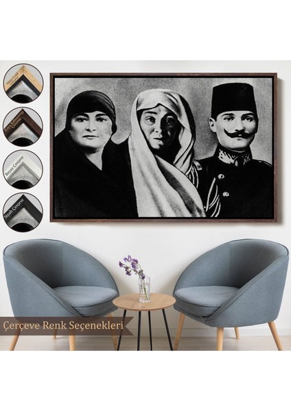 Çerçeveli Atatürk Portre Tablosu Mustafa Kemal Atatürk Dikdörtgen Dekoratif Kanvas TABLO-136