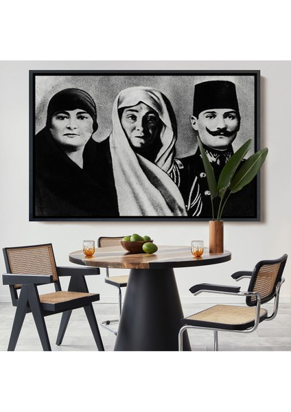 Çerçeveli Atatürk Portre Tablosu Mustafa Kemal Atatürk Dikdörtgen Dekoratif Kanvas TABLO-136