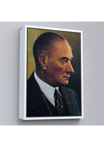 Çerçeveli Atatürk Portre Tablosu Mustafa Kemal Atatürk Dikdörtgen Dekoratif Kanvas Tablo-85