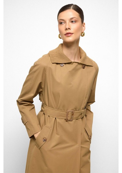 Ribana Yakalı Reglan Kol Su Itici Özellikli Trençkot Kamel 6758 fiyatları