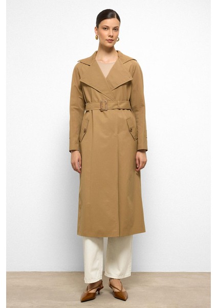 Ribana Yakalı Reglan Kol Su Itici Özellikli Trençkot Kamel 6758 modelleri