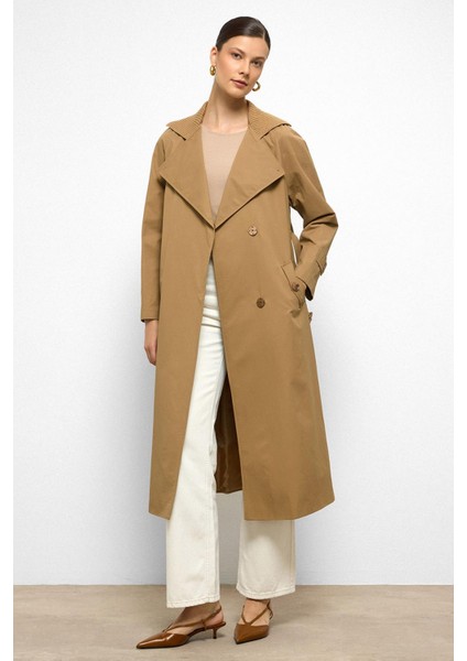 Ribana Yakalı Reglan Kol Su Itici Özellikli Trençkot Kamel 6758 fırsatları