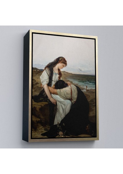 Çerçeveli Hanus Knöchel'in Deniz Kıyısında Isimli Eseri Tablosu, On The Seashore -6180