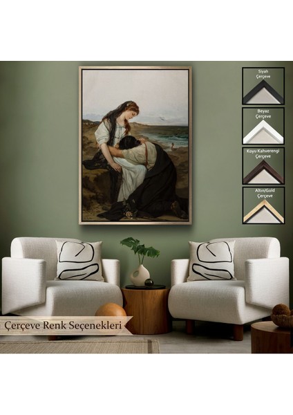 Çerçeveli Hanus Knöchel'in Deniz Kıyısında Isimli Eseri Tablosu, On The Seashore -6180