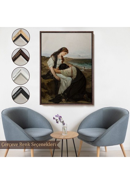 Çerçeveli Hanus Knöchel'in Deniz Kıyısında Isimli Eseri Tablosu, On The Seashore -6180