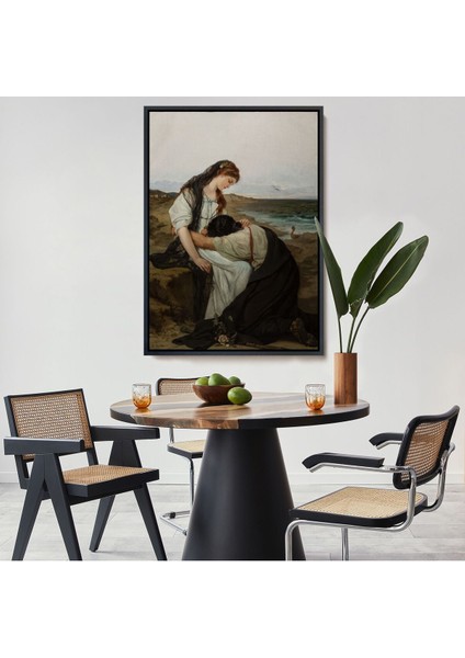 Çerçeveli Hanus Knöchel'in Deniz Kıyısında Isimli Eseri Tablosu, On The Seashore -6180