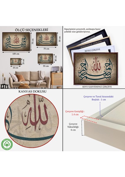 Çerçeveli Allah Sonsuz Merhametlidir Yazılı Dekoratif Kanvas TABLO-3398 indirimleri