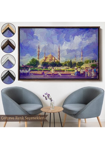 Çerçeveli Sultan Ahmet Camii Yağlıboya Görünüm Dekoratif Kanvas Duvar TABLOSU-3671