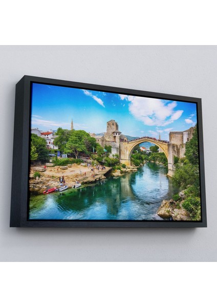 Altın Çerçeveli Mostar Köprüsü Kanvas Duvar Tablosu modelleri