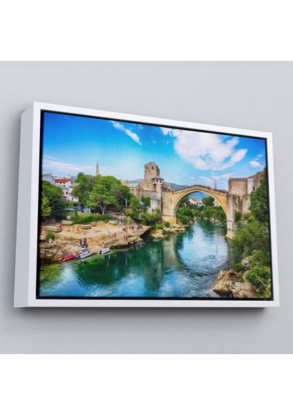 Altın Çerçeveli Mostar Köprüsü Kanvas Duvar Tablosu fırsatları