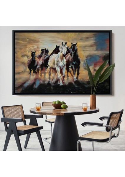 Çerçeveli Koşan Atlar Dekoratif Duvar TABLOSU-3670