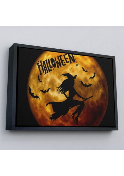 Çerçeveli Süpürgedeki Cadı Duvar Sanatı, Cadılar Bayramı, Uçan Cadı Dekoratif Duvar TABLOSU-5200 fırsatları