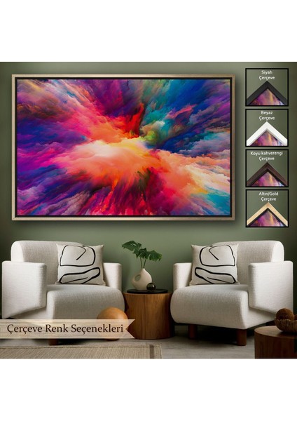 Çerçeveli Yaratıcı Renkler Yağlıboya Görünüm Dekoratif Kanvas Duvar TABLOSU-3521