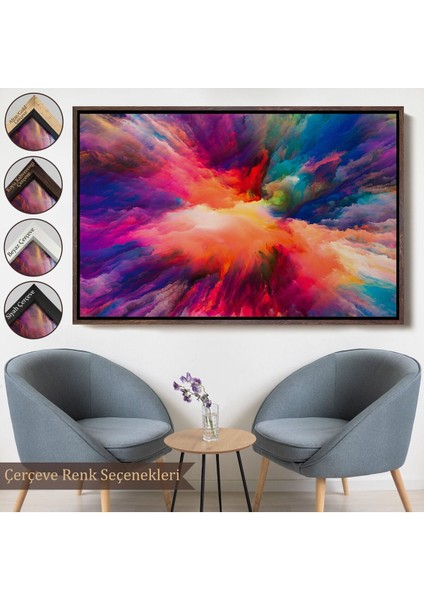 Çerçeveli Yaratıcı Renkler Yağlıboya Görünüm Dekoratif Kanvas Duvar TABLOSU-3521