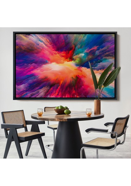 Çerçeveli Yaratıcı Renkler Yağlıboya Görünüm Dekoratif Kanvas Duvar TABLOSU-3521