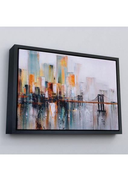 Çerçeveli Brooklyn Köprüsü New York Yağlıboya Görünüm Dekoratif TABLO-3744 modelleri