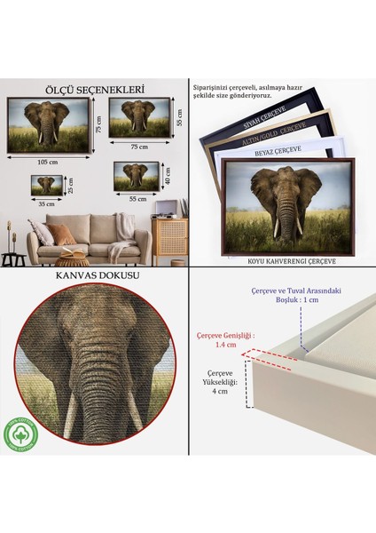 Çerçeveli Fil Dekoratif Kanvas TABLO-1121 indirimleri