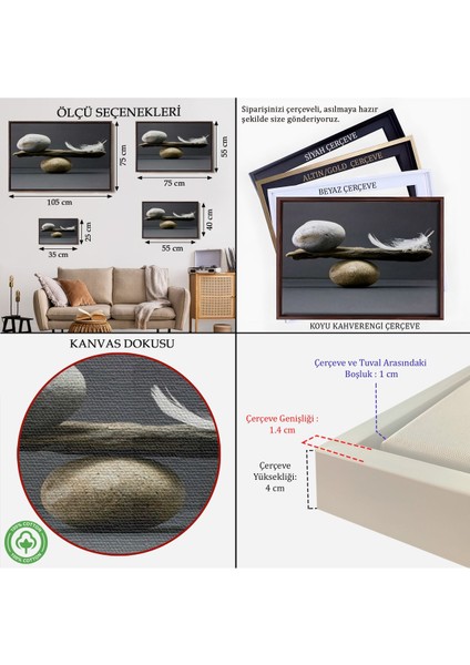 Çerçeveli Taş ve Tüy Dengesi Tuval Duvar Sanatı, Tuval Baskı Ev Dekorasyon, Ofis DEKORASYON-5375 indirimleri
