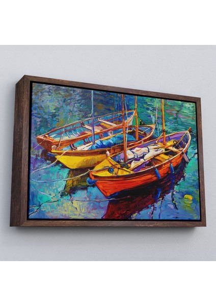 Çerçeveli Okyanus Üzerinde Gün Batımı Tekne ve Deniz Kanvas Duvar TABLOSU-1194 fiyatları