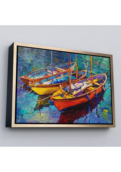 Çerçeveli Okyanus Üzerinde Gün Batımı Tekne ve Deniz Kanvas Duvar TABLOSU-1194 modelleri