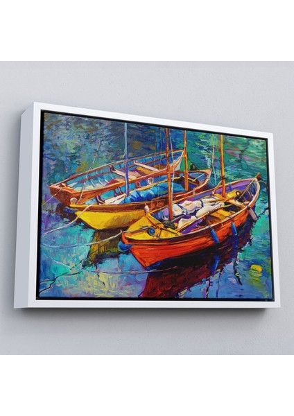 Çerçeveli Okyanus Üzerinde Gün Batımı Tekne ve Deniz Kanvas Duvar TABLOSU-1194 fırsatları