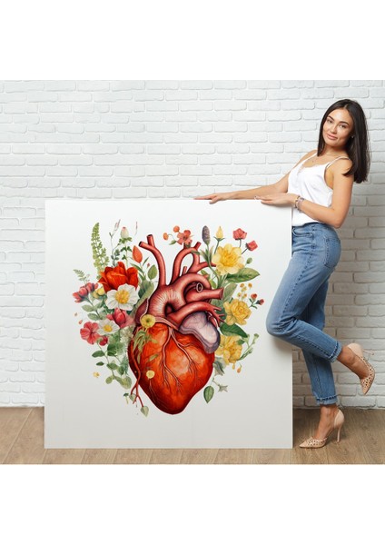 Çiçeklerle Çevrili Kalp Tablosu - Doktor HEDIYESI-8326 fiyatları