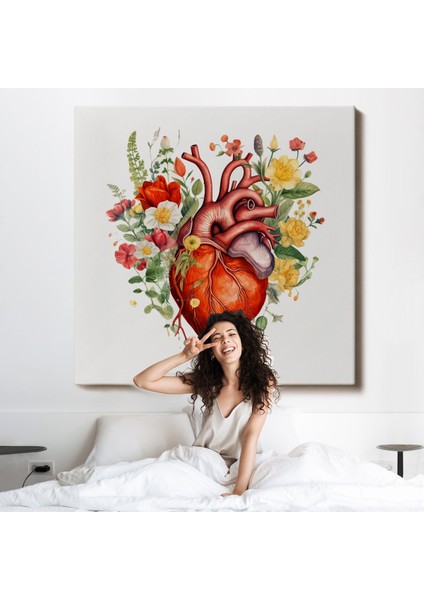 Çiçeklerle Çevrili Kalp Tablosu - Doktor HEDIYESI-8326