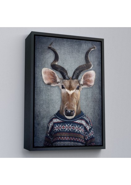 Çerçeveli Antilop Kafalı Insan Kanvas TABLO-4996 modelleri