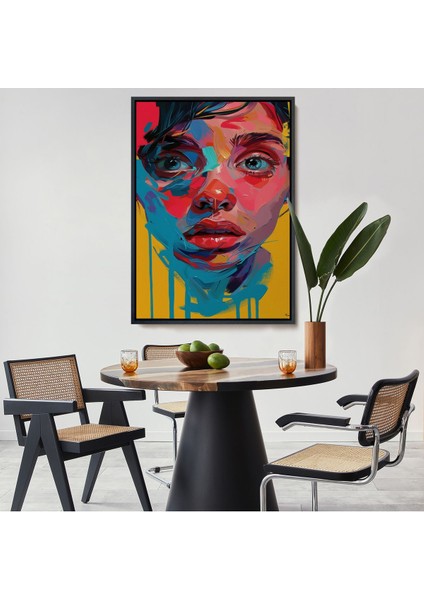 Çerçeveli Yağlıboya Görünümlü Sevimli Kız TABLOSU-7804