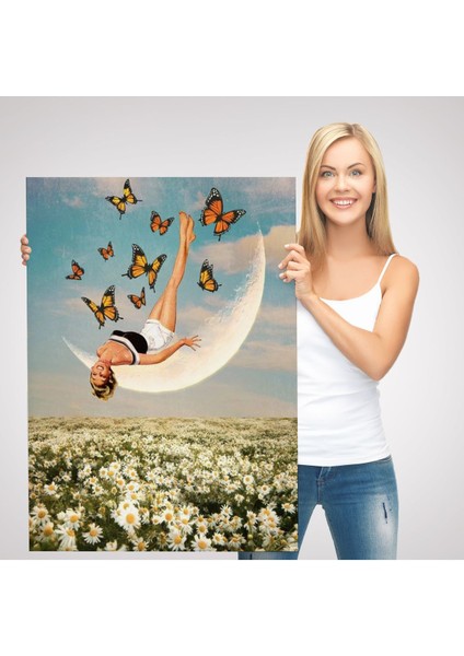 Papatya Tarkası Üzerındeki Mutlu Kadın Duvar TABLOSU-6274 modelleri