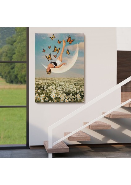 Papatya Tarkası Üzerındeki Mutlu Kadın Duvar TABLOSU-6274 fırsatları