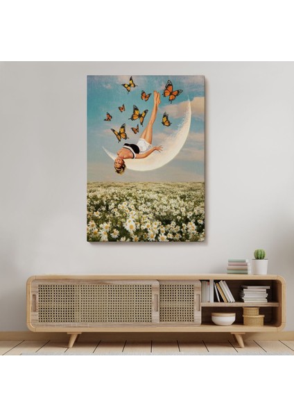 Papatya Tarkası Üzerındeki Mutlu Kadın Duvar TABLOSU-6274