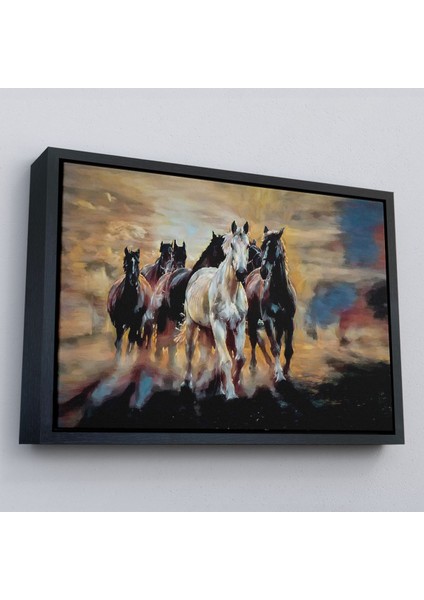 Çerçeveli Koşan Atlar Dekoratif Duvar TABLOSU-3670