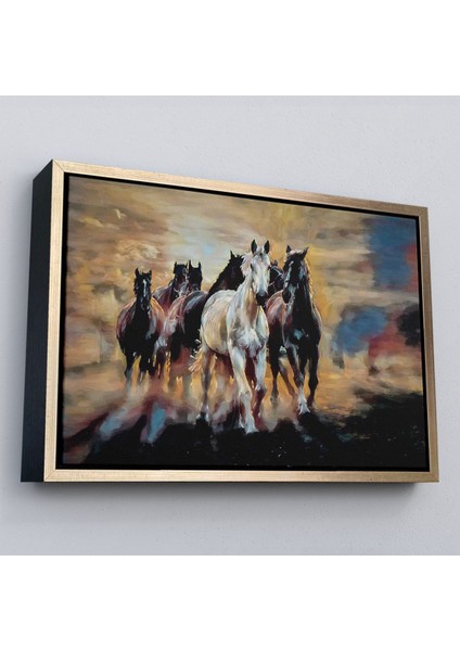 Çerçeveli Koşan Atlar Dekoratif Duvar TABLOSU-3670 modelleri