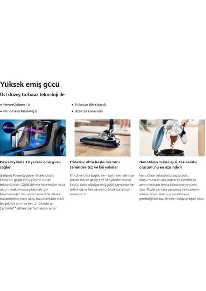 Triactive Ultra Başlık Uzaktan Kumandalı Marathon Toz Torbasız Süpürge, Onerous Lambader Hediyeli fiyatları